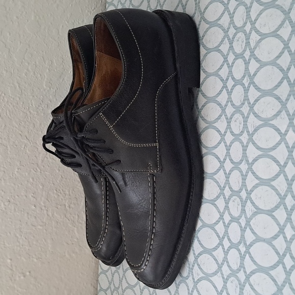 Men's Saks Fifth Avenue Solid Black Leather Oxford Split Toe Dress Shoe Size 9 - Picture 4 of 8